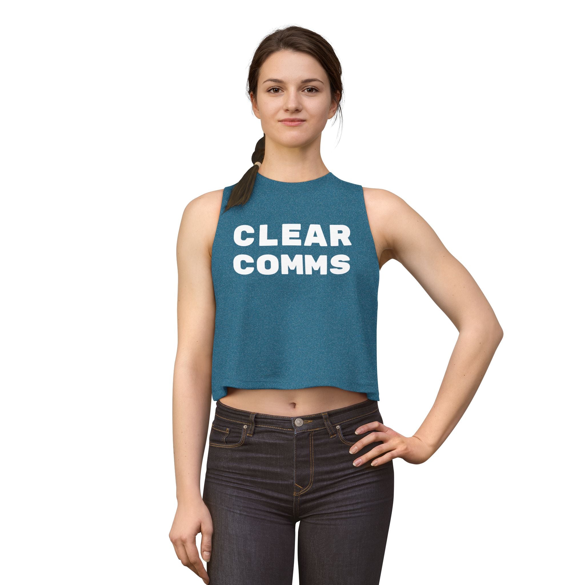 Women's Crop Top — CLEAR COMMS Graphic Crop Tank for Communicators & Marketers